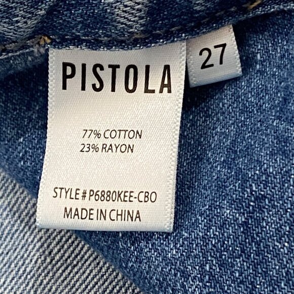 Pistola Charlie high rise ankle straight button fly double denim panels size 27 - Picture 11 of 16